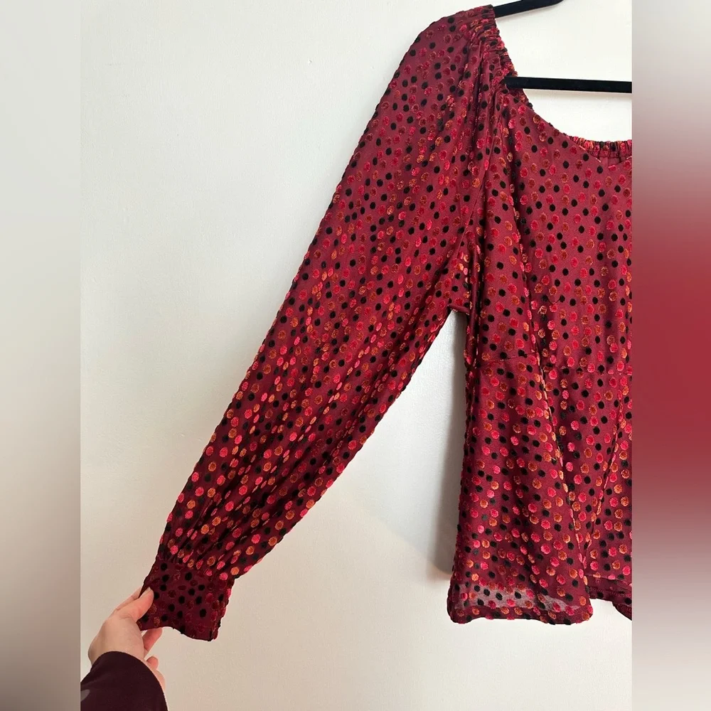 Lane Bryant Classic Peplum Burnout Dot Top